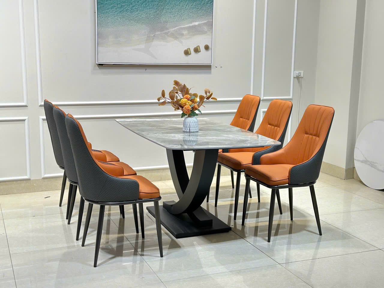 Bộ bàn ghế ăn 6 ghế bàn 80 x 1m6